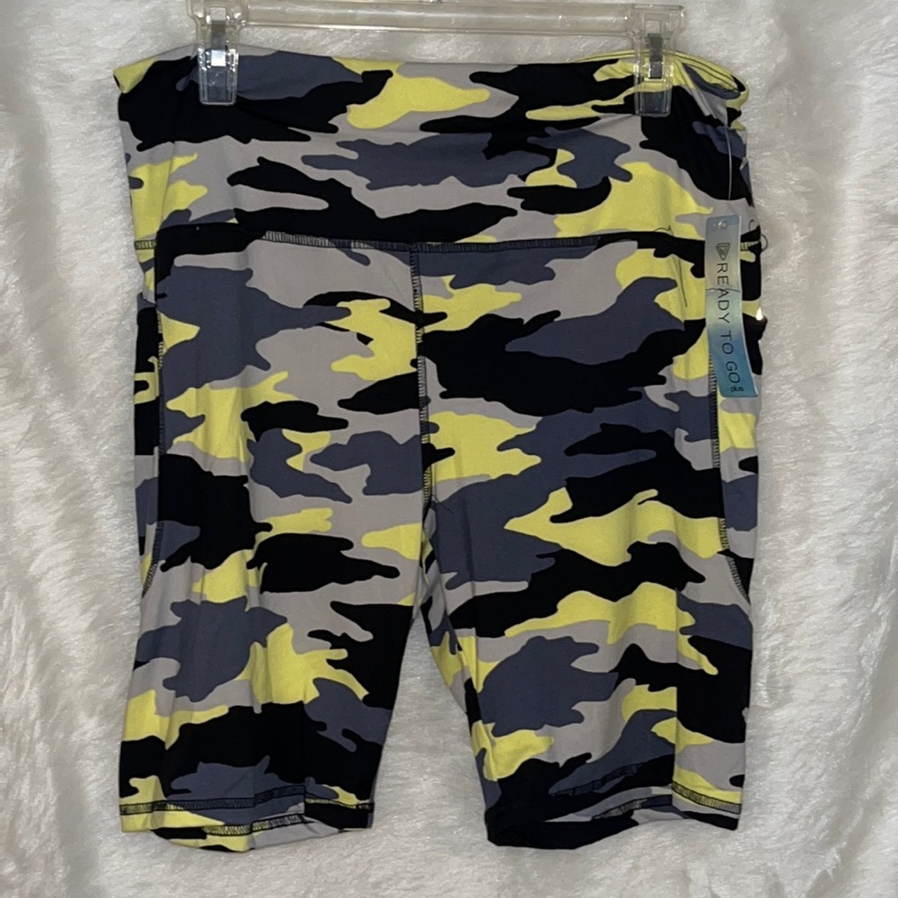 Ready To Go Yellow Camo Bike Shorts Leggings